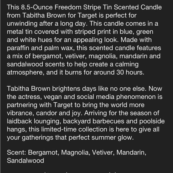 Tabitha Brown Candle in Tin/Container - Picture 4 of 5